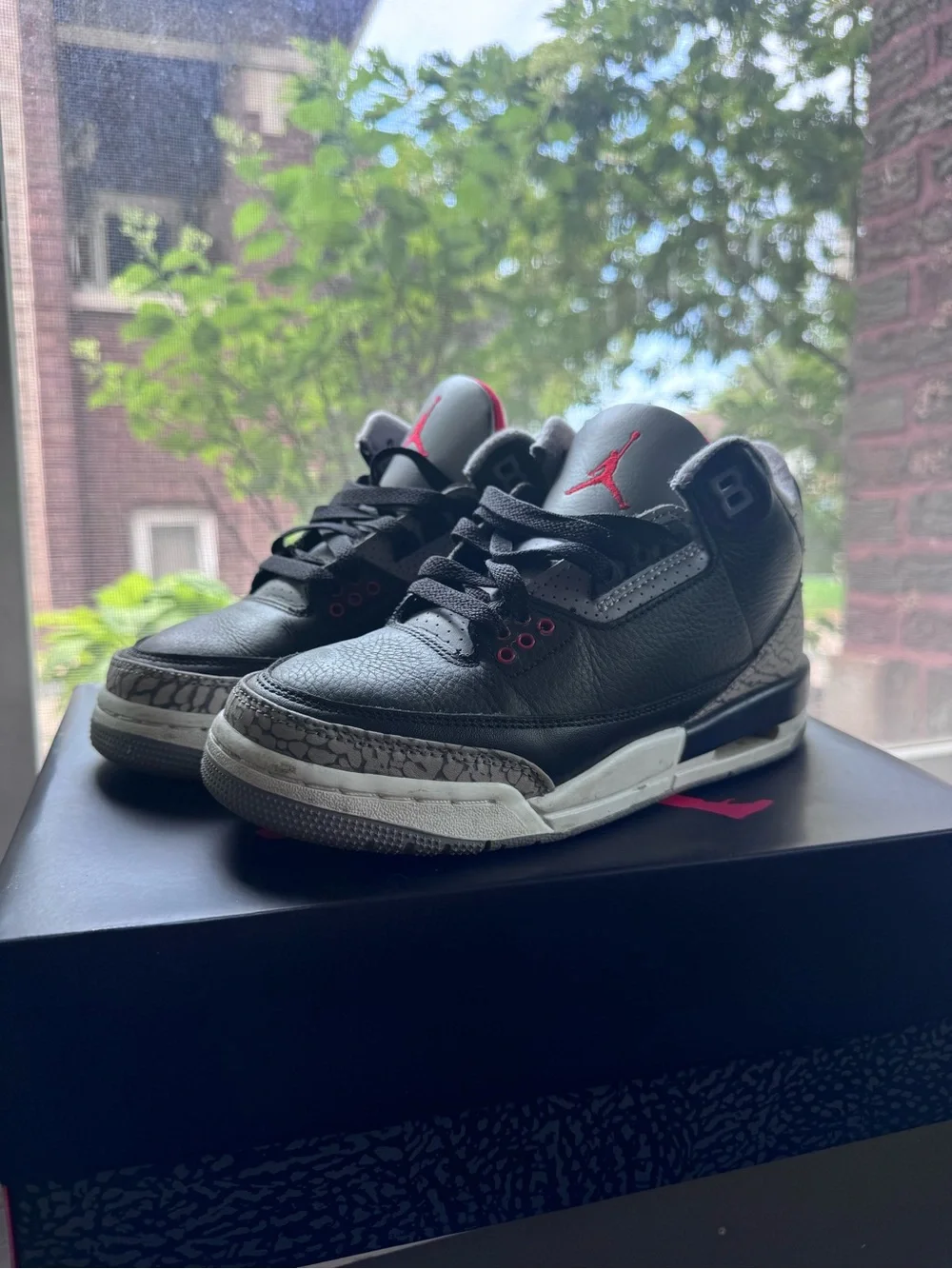 Jordan Black/Red Cement Low-Top Sneakers